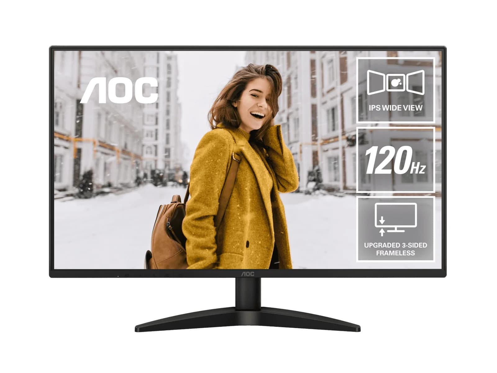 AOC 27' 120Hz IPS 1920 × 1080 (FHD), 300 cd/m2,  VGA × 1, HDMI 1.4 × 1 1ms Adaptive Sync, Office and Home monitor. 2025